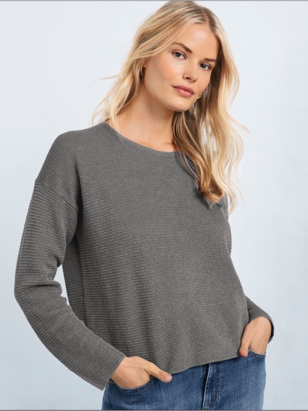 EILEEN FISHER Organic-Linen & Organic-Cotton Box-Top Sweater size xl
